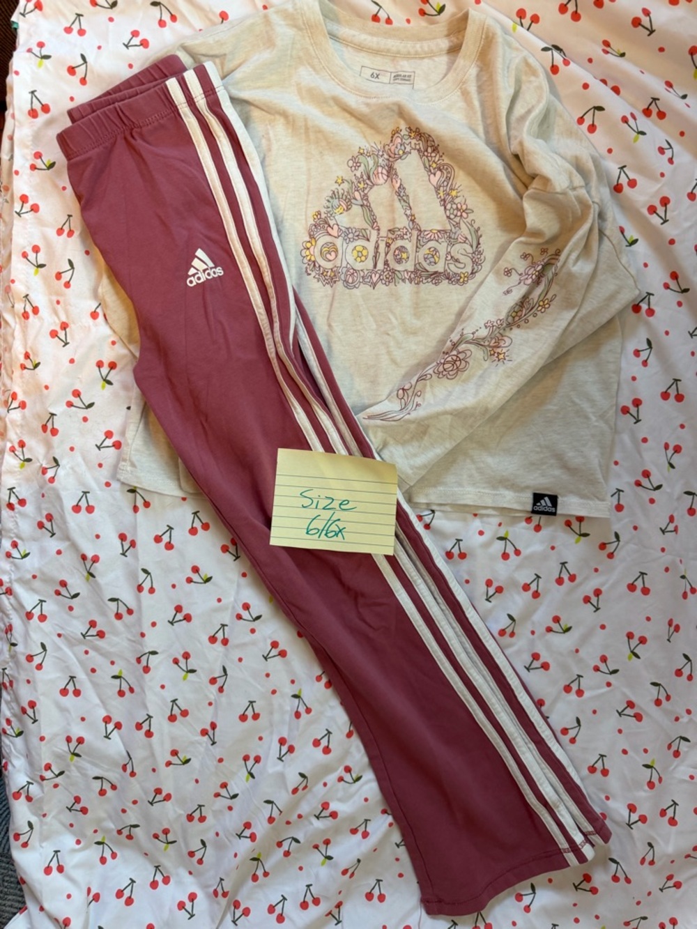 adidas Maroon Kids Sweatpants with White Three-Stripes - Picture 4 of 4